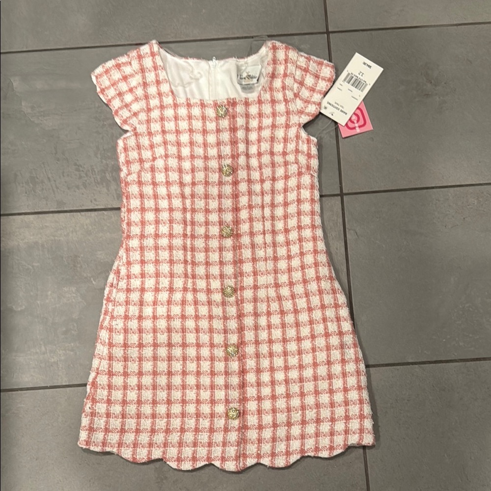 Rare Editions Pink and White Sundress with Flutter Cap Sleeves